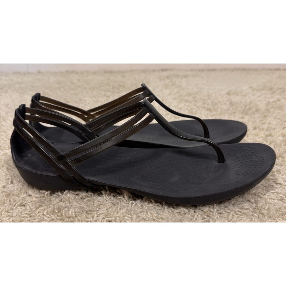 Crocs Isabella T-Strap Gray Waterproof Comfort Jelly Sandal Women's 9 Beach - Picture 5 of 12